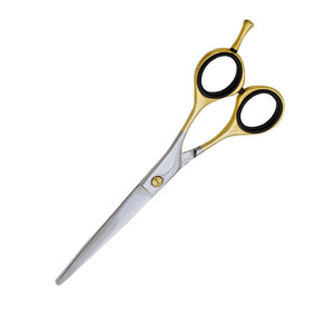 Ciseaux de barbier en acier inoxydable allemand avec manche doré en titane - Product Image 2