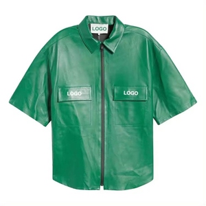 เสื้อเชิ้ตหนังทรงบ็อกซี่สไตล์สตรีทแวร์รุ่นล่าสุดสำหรับคอลเลคชั่นเสื้อผู้ชาย หนังแกะระบายอากาศได้ดี แฟชั่นลำลอง ราคาโรงงาน รับผลิตตามสั่ง (OEM) - Product Image 4