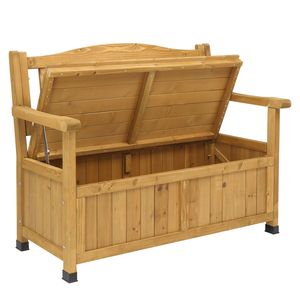 Large Outdoor Wooden <b>Storage</b> <b>Bench</b> with Seating Armrest Deck Box for Patio Organizer Loveseat <b>Garden</b> Porch Deck Backyard - Product Image 6