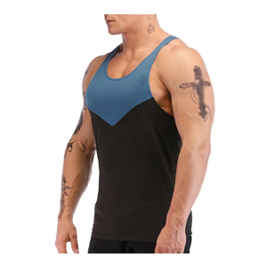 Camiseta sin Mangas para Hombre Harry Johnson, Azul y Negro, Cuello Redondo, Tejido de Spandex/Poliéster, Estilo Vintage, Transpirable, Ecológica, de Secado Rápido - Product Image 2