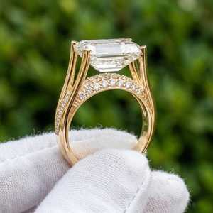 แหวนทองคำขาว 14K ประดับเพชรทรงเหลี่ยมมรกต 3 กะรัต เพชรเลี้ยงในห้องปฏิบัติการ ของขวัญสำหรับผู้หญิง เหมาะสำหรับงานแต่งงาน - Product Image 5