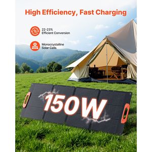 Pannello Solare Monocristallino Pieghevole da 150W, Efficienza 23%, Caricatore Solare Portatile ETFE Mono con Uscita Type-C e QC3.0 - Product Image 2