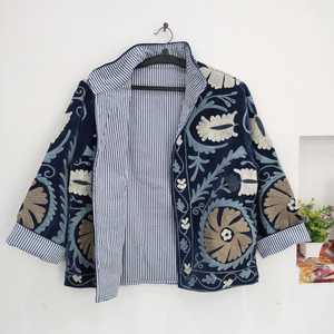 Indian Women's Reversible Embroidered <b>Jacket</b> Velvet Suzani Handmade Boho Floral Coat <b>Hippie</b> Festival Outwear Suzani Short Blazer - Product Image 3