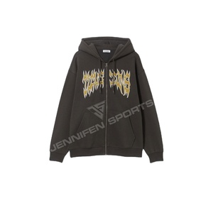 Sweat à capuche zippé surdimensionné pour homme, en coton tricoté 450 GSM, respirant, séchage rapide, avec logo brodé personnalisé, OEM, collection hiver premium - Product Image 1