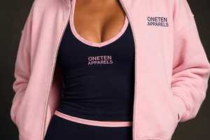 Women Pink Zip Up Jacket Stand Collar <b>Black</b> Tank Top <b>Leggings</b> Tracksuit Set Sporty Solid - Product Image 5
