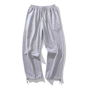 Pantalon de survêtement noir pour homme, taille élastique avec cordon de serrage, décontracté, en coton tricoté, style automne, respirant, poids moyen - Product Image 4