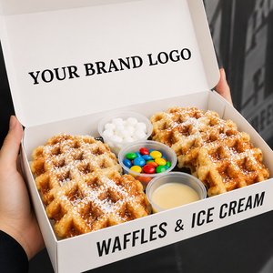 Custom Printing Eco-Friendly Biodegradable Disposable UV Coating Customized Shapes Takeaway <b>Paper</b> <b>Boxes</b> for Cookie Sushi Waffle - Product Image 4