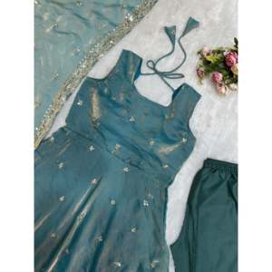 Hermoso vestido tradicional musulmán Anarkali con parte inferior y Dupatta para fiestas - Product Image 4