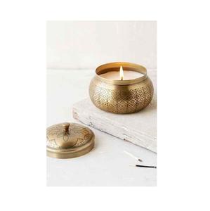 Pot à bougie en métal au design martelé avec couvercle simple, magnifique pot à bougie en métal avec couvercle - Product Image 1