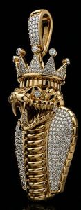 Collier unisexe hip-hop en acier inoxydable plaqué argent avec pendentif couronne cobra et breloque moissanite, plaqué rhodium, bijoux égyptiens, cadeau - Product Image 3