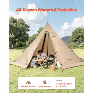 Caliente portátil 4-6 personas invierno Tipi tienda impermeable lona estufa Jack ligero 4 estaciones refugio para senderismo tienda de campaña - Product Image 2
