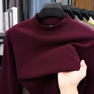เสื้อยืดแขนยาวคอกลมสีพื้นสำหรับผู้ชายรุ่นใหม่ สวมใส่ได้หลากหลาย ฤดูใบไม้ผลิและฤดูใบไม้ร่วง สวมใส่สบาย - Product Image 1