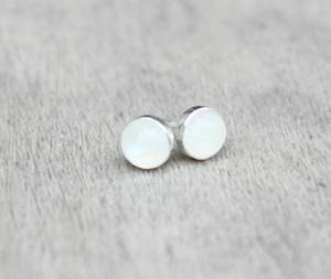 Pendientes de Plata de Ley con Piedra Lunar Arcoíris, Cabujón de Gema, Joyería Minimalista para Mujer, Proveedor Mayorista - Product Image 3