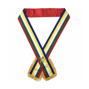 Écharpe de cérémonie Eastern Star cinq couleurs, motif brodé, à coudre avec épingle de sûreté, franges dorées, résistante à l'eau, durable, qualité supérieure - Product Image 1