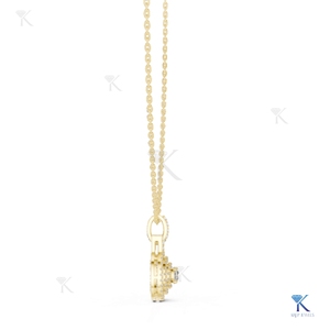จี้เพชรทรงคุชชั่นแบบฝังสองวงกลม สร้อยคอทองคำแท้ 14K 18K สำหรับผู้หญิง ประดับเพชรแบบพาเว่ หรูหรา - Product Image 3