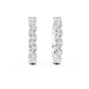 UNIQUE HOOP EARRINGS SET 18KT WHITE GOLD LAB GROWN 1.6CT MARQUISE DIAMONDS IGI CERTIFIED RHODIUM PLATED LUXURY EVERYDAY WEAR - Product Image 4