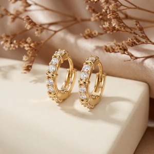 Pendientes de Aro Clásicos con Diamantes Cultivados en Laboratorio de 0.35CT, Oro Amarillo de 9K, Joyería Fina al por Mayor - Product Image 5