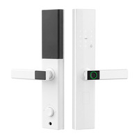 Cerradura Inteligente de Aluminio Impermeable Blanca con Wi-Fi, Entrada sin Llave, Control Remoto Digital por Aplicación, Compatible con la Aplicación Tuya, para Puertas de Madera, Hogar y Apartamento