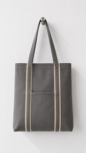 Custom Eco Friendly <b>Small</b> Canvas Tote Bag Striped Zipper Closure Shoulder <b>Handbag</b> Reusable Shopping Carryall for Travel Daily - Product Image 3