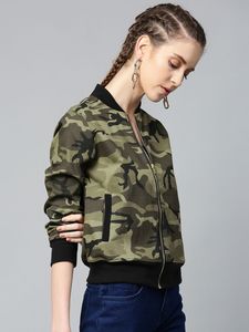 Fashion Women's Camouflage Bomber Jackets Winter and Autumn Clothes Zip up Ladies Cotton Heated Bomber Jacket Women Coats <b>Uppers</b> - Product Image 3