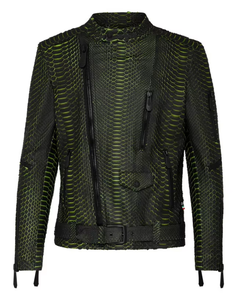 Chaqueta de Cuero Premium para Hombre con Grabado de Pitón, Estilo Clásico de Motero, Fabricante OEM ODM, Servicio de Muestras Disponible - Product Image 5