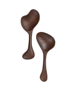 Elegant Brown Solid Wood Spoon Set of 2 <b>Mirror</b> Polish Flatware for Restaurants & Hotels for Weddings-Made in India - Product Image 1