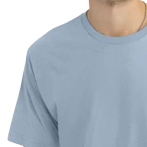 T-shirt décontracté bleu poudré pour homme, col rond, manches courtes, en coton doux, coupe oversize, léger et respirant, idéal pour l'été et le streetwear - Product Image 3