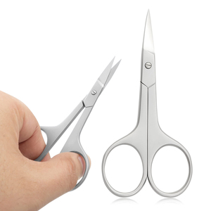 Tijeras para uñas de acero inoxidable con punta extrafina y hoja curva, herramienta de manicura de precisión para recortar cejas y pestañas y cuidado de la piel seca - Product Image 1