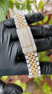 นาฬิกาข้อมือผู้ชายระบบออโตเมติกสุดหรู พร้อมขอบและหน้าปัดประดับเพชรโมอิสซาไนต์ ตัวเรือนสแตนเลสขนาด 41 มม. เหมาะสำหรับธุรกิจและงานเลี้ยง - Product Image 2