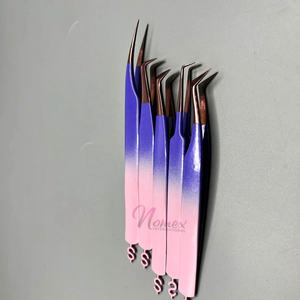 Juego de Pinzas para Extensión de Pestañas de Alta Calidad, Ligeras, Antibacterianas, con Recubrimiento en Polvo de Dos Tonos, Color Oro Rosa - Product Image 2