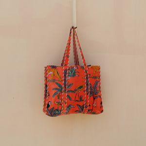 กระเป๋าผ้ากำมะหยี่ผ้าฝ้ายสุดหรูที่ยั่งยืนได้ พร้อมลายพิมพ์เขตร้อน กระเป๋าเดินทางสำหรับผู้หญิงสำหรับใช้ในชีวิตประจำวัน - Product Image 2