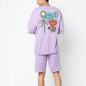 High Quality Breathable Embroidered Summer <b>Twin</b> <b>Sets</b> for Men Casual Short Sleeve T-Shirts Shorts 100% Cotton Eco-Friendly - Product Image 4