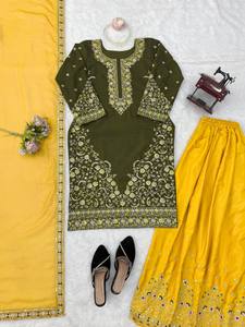 Conjunto de Salwar Kameez Anarkali Elástico para Mujer, Bordado, con Palazzo y Dupatta, Traje Étnico para Fiesta o Boda, India, Pakistán - Product Image 6