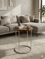 Mesa Consola Moderna de Madera PB con Patas Metálicas, Diseño Minimalista para Entrada, Muebles de Sala de Estar, Lumetal Vietnam