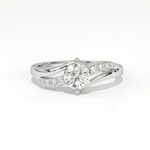 Aarinya Women's Lab-Grown Diamond IGI Certified 925 <b>Silver</b> Asymmetrical Swirl Engagement Wedding Ring Pave <b>Ribbon</b> Infinity Ring - Product Image 1