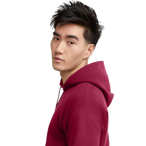 Sweat-shirt à capuche pour homme en coton mélangé, couleur bordeaux, style streetwear décontracté - Product Image 4