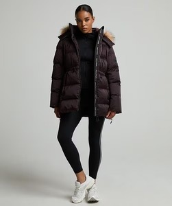 Veste longue en duvet pour femme avec capuche en fourrure, fermeture éclair, manteau d'hiver, style décontracté, épaisse et chaude, noir - Product Image 1