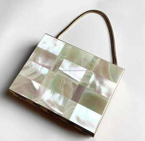Sac à main en nacre artisanal pour femme, pochette de soirée en métal avec fermeture éclair, couverture ouverte pour mariage ou cadeau - Product Image 4