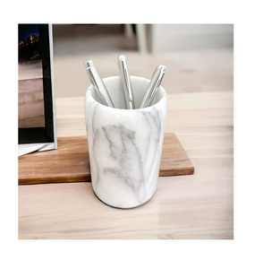 Marble Pen Holder Table Organizer Accessories/Desk Pencil Cup Gray Stone Color Stationery Storage Container - Product Image 3