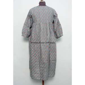 Robe longue florale à franges pour femme, 100 % coton, style vintage évasé, pour événements formels, taille naturelle, écologique, vente en gros - Product Image 6