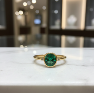 Anillo Ovalado Verde Talla 6 de EE. UU. 10x12mm con Circonita Cúbica 8g, Plata de Ley 925 Bañada en Oro de 18K, Anillo de Cóctel Elegante Hecho a Mano, Joyería con Piedras Preciosas, Regalo - Product Image 4