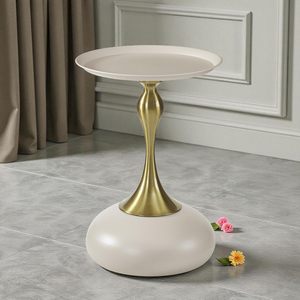 Table basse moderne et durable avec plateau en marbre blanc et base en métal doré, meubles contemporains pour salon - Product Image 1