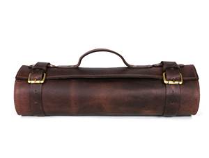 Nouvel Arrivage – Ensemble de Couteaux de Cuisine en Cuir Véritable Marron Foncé, Organisateur de Couverts Enroulable, Outil de Chef, Logo Personnalisé LKR-0338 - Product Image 2