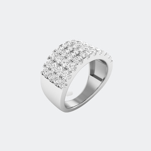 2.05CTW Round Cut Pave Set Triple Row <b>Statement</b> <b>Ring</b> - Product Image 5
