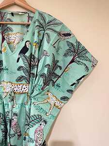 Robe longue kaftan à imprimé floral pour femme, en pur coton, style bohème, imprimé indien, kaftan long en coton imprimé à la main, 1 pièce - Product Image 2
