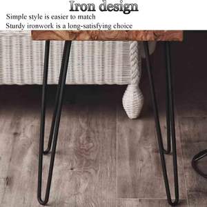 Table basse de luxe en bois avec pieds en métal style épinglette, design rustique et traditionnel, durable et écologique, pour salon - Product Image 5