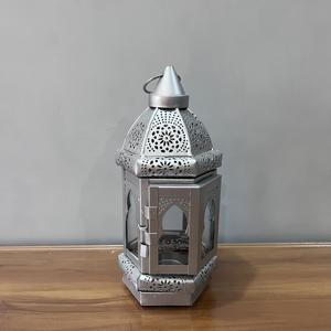 Lanterne en fer de style marocain, porte-bougie décoratif avec panneaux en verre, décoration de table pour la maison, Ramadan - Product Image 4