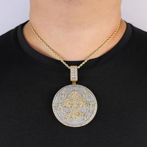 Collier pendentif croix creuse Hip-Hop Iced Out en cuivre avec zircon, breloque chrétienne, bijoux streetwear urbain, vente en gros - Product Image 1