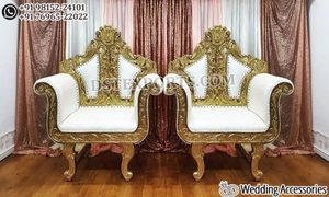 Chaises de trône de mariage élégantes en argent, ensemble de chaises royales personnalisées pour roi et reine, chaises de trône de mariage en bois fabriquées à la main aux États-Unis - Product Image 5