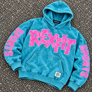 Custom <b>Large</b> Letter Graphic Pullover <b>Hoodie</b> Unisex Oversized Acid Washed Fleece Sweatshirt With Printed Sleeves And Front Pocket - Product Image 2
